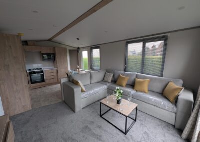 Spacious lounge L-seater sofa with modern furnishings